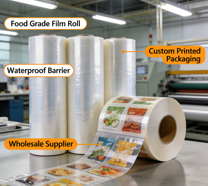 Film d'emballage flexible imprimé par coutume de petit pain de film de stratification de la catégorie comestible BOPP