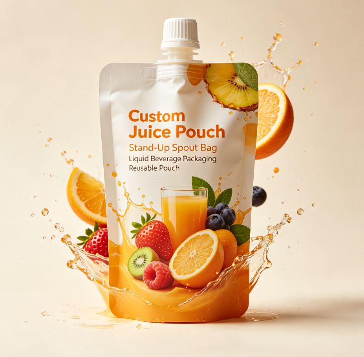 Les boissons liquides réutilisables imprimées par coutume de poche de bec de jus tiennent le sac de bec